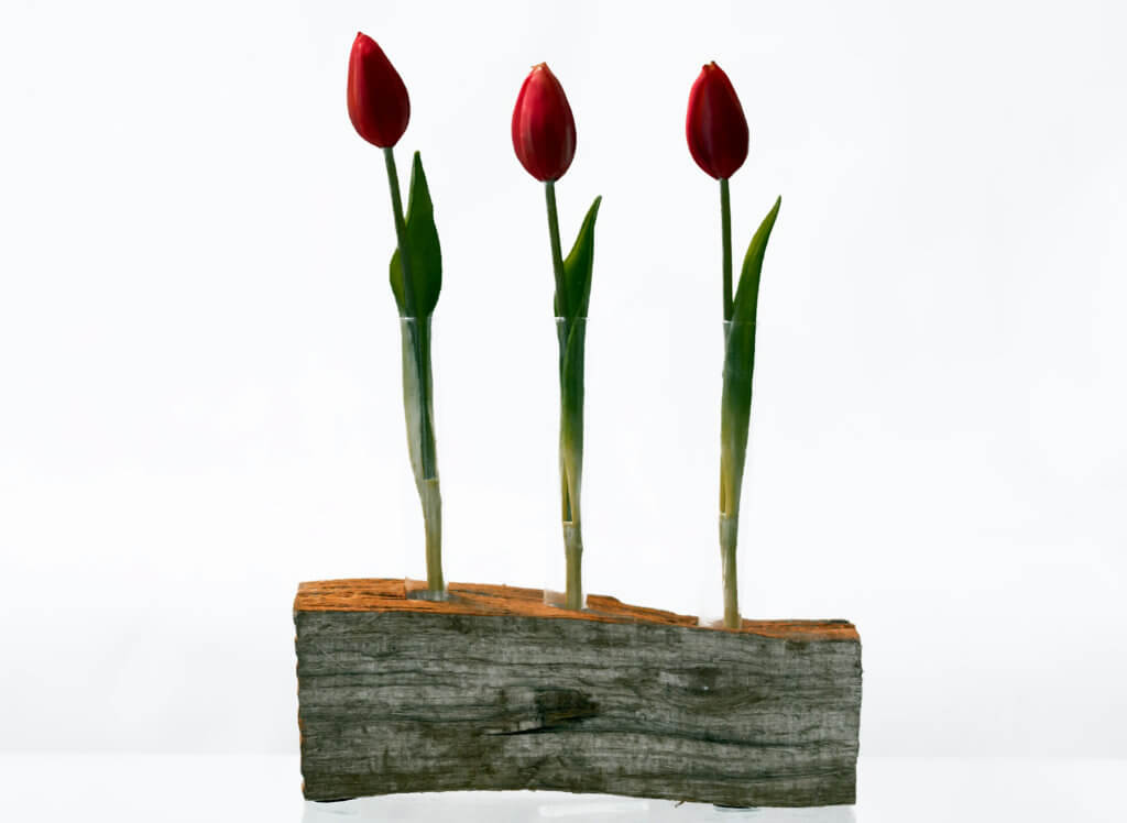 Ungewoehnliche Vase Mit Tulpen